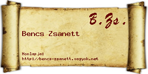 Bencs Zsanett névjegykártya